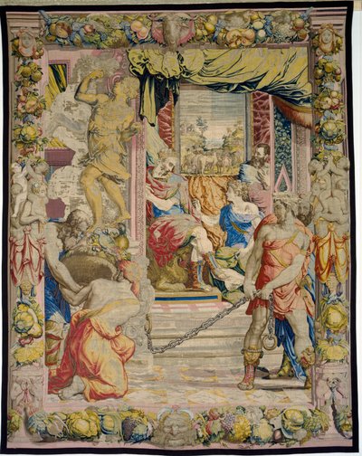 Joseph explique au Pharaon son rêve des vaches grasses et maigres, de la Sala dei Dugento, 1546-53 - Francesco and Karcher, N Salviati